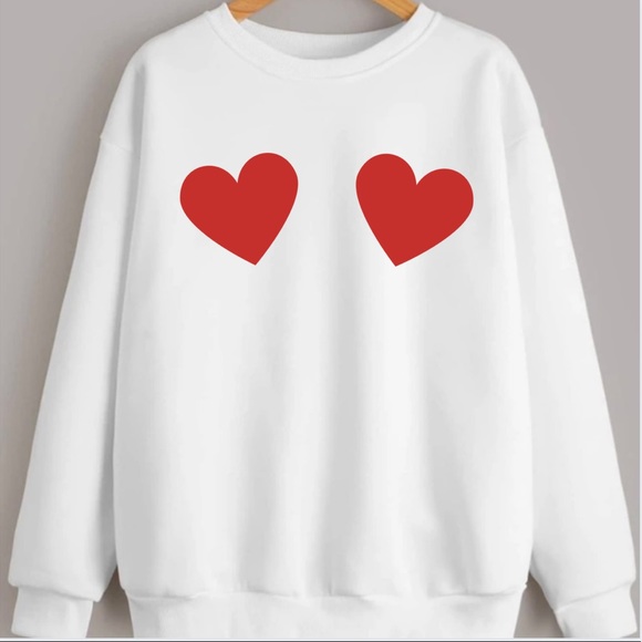 Two Hearts Graphic Valentine’s Day Crewneck Sweatshirt - Picture 1 of 3
